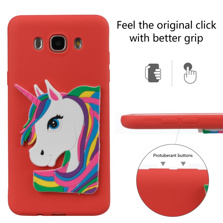 Lovely 3D Unicorn Soft TPU Back Shell for Samsung Galaxy J7 (2016) J710 - Red-3