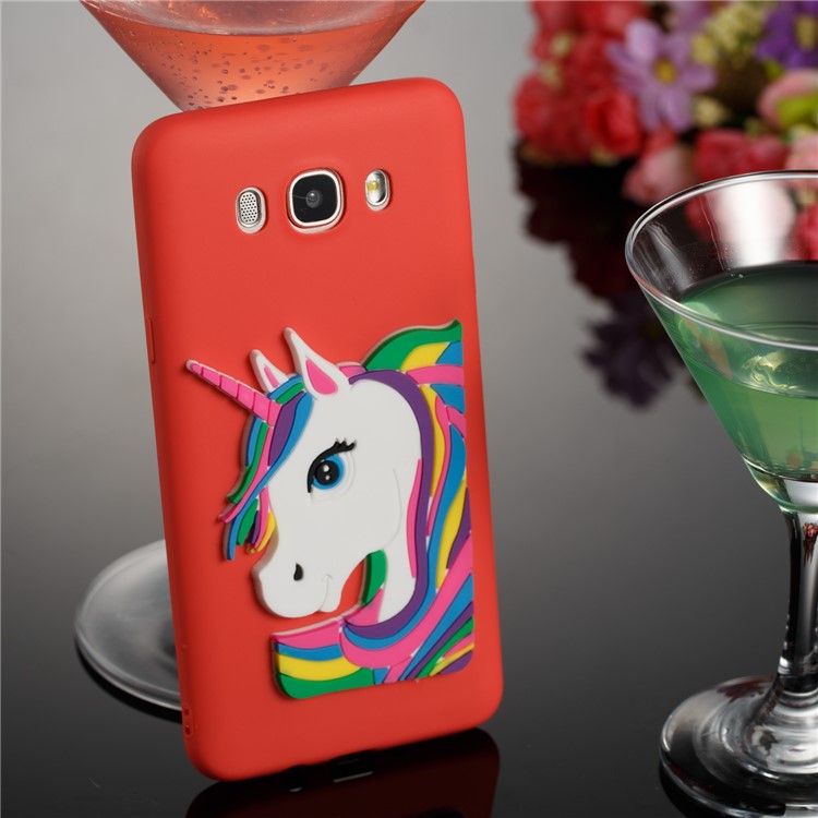 Lovely 3D Unicorn Soft TPU Back Shell for Samsung Galaxy J7 (2016) J710 - Red-4