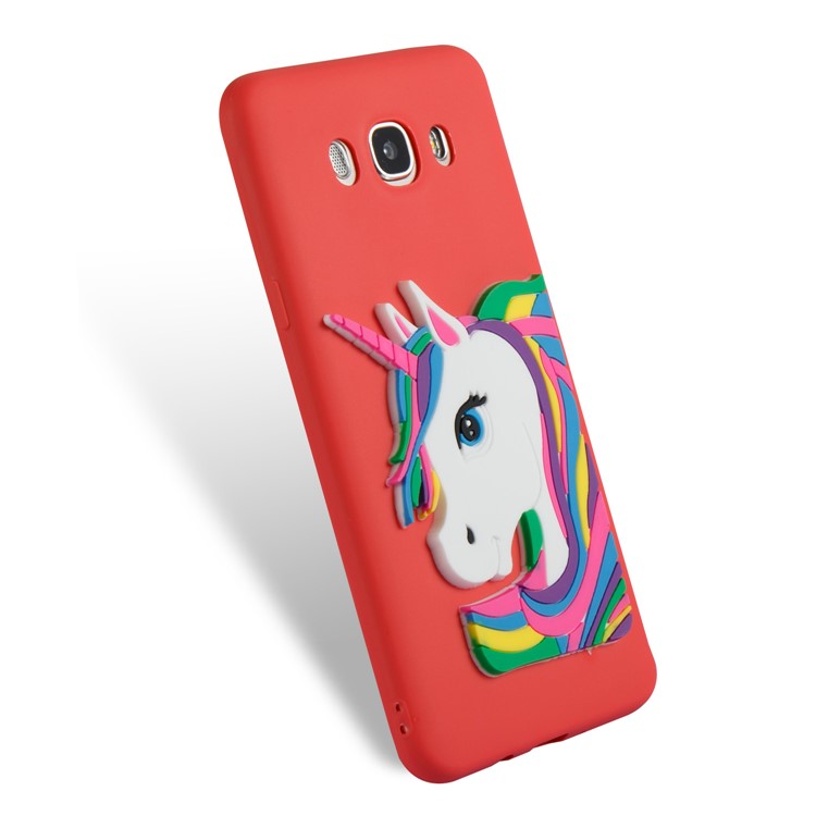 Lovely 3D Unicorn Soft TPU Back Shell for Samsung Galaxy J7 (2016) J710 - Red-6