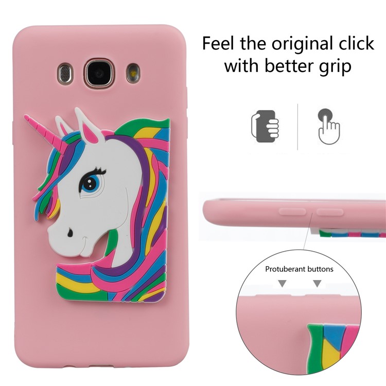 Lovely 3D Unicorn TPU Phone Case Accessory for Samsung Galaxy J7 (2016) J710 - Pink-3