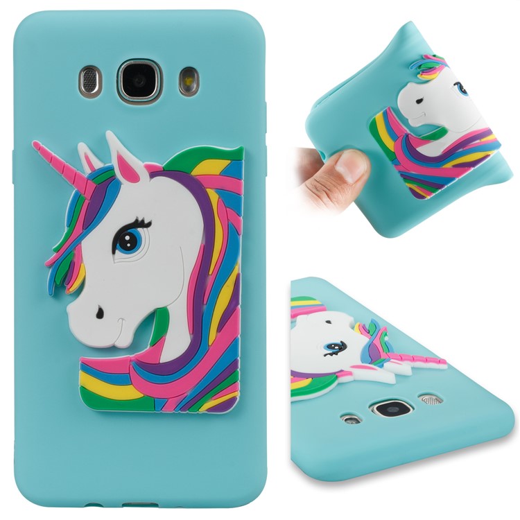 Lovely 3D Unicorn TPU Mobile Phone Cover Shell for Samsung Galaxy J7 (2016) J710 - Baby Blue-1