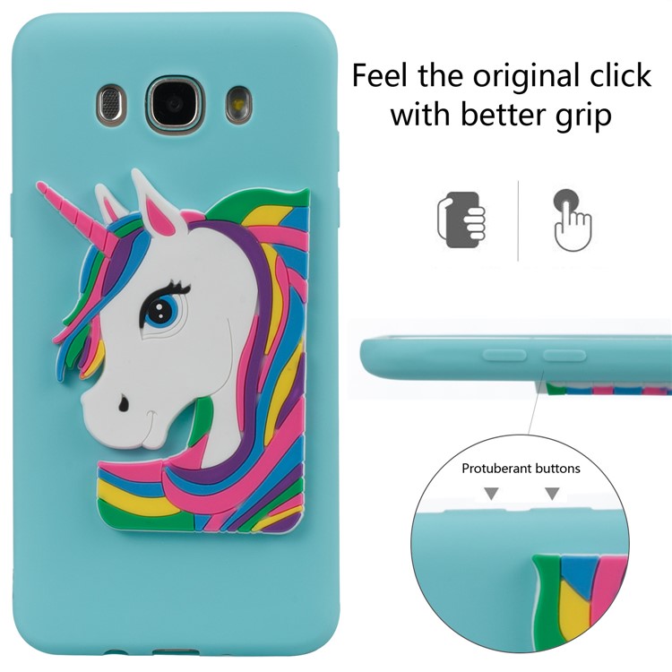 Lovely 3D Unicorn TPU Mobile Phone Cover Shell for Samsung Galaxy J7 (2016) J710 - Baby Blue-3