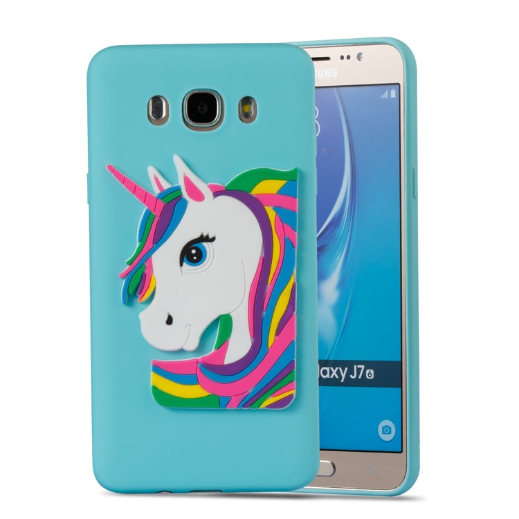 Lovely 3D Unicorn TPU Mobile Phone Cover Shell for Samsung Galaxy J7 (2016) J710 - Baby Blue-5