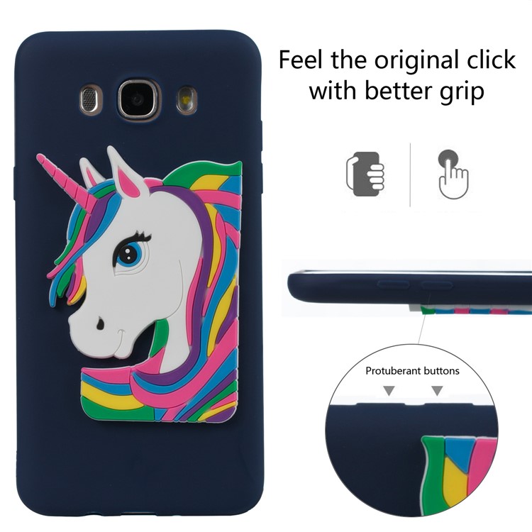 Lovely 3D Unicorn TPU Protection Cell Phone Case for Samsung Galaxy J7 (2016) J710 - Dark Blue-3