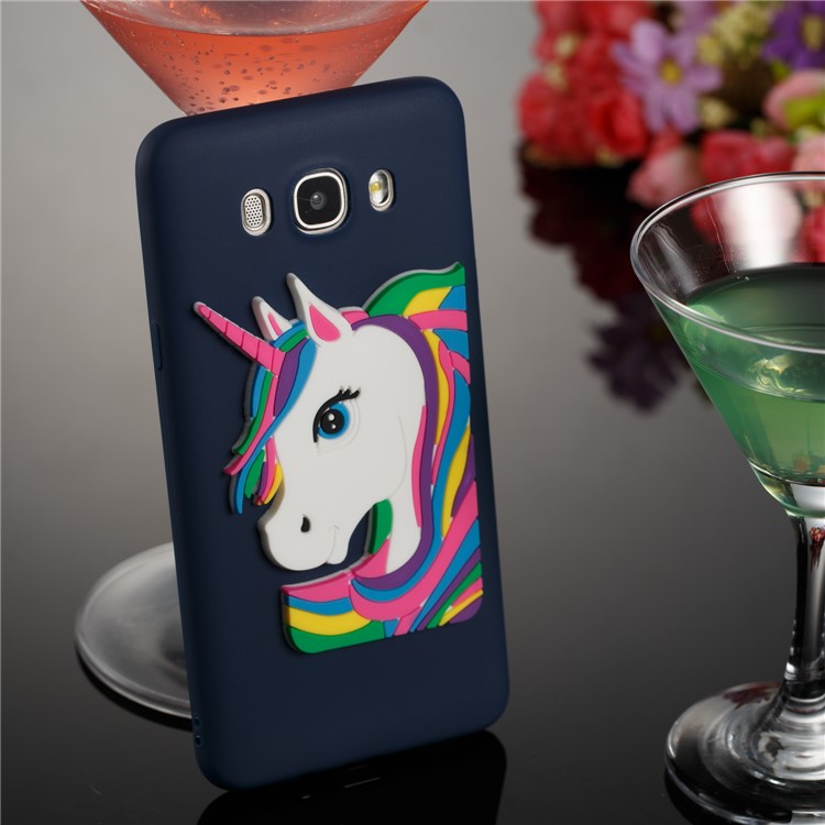 Lovely 3D Unicorn TPU Protection Cell Phone Case for Samsung Galaxy J7 (2016) J710 - Dark Blue-4