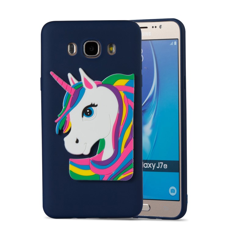 Lovely 3D Unicorn TPU Protection Cell Phone Case for Samsung Galaxy J7 (2016) J710 - Dark Blue-5