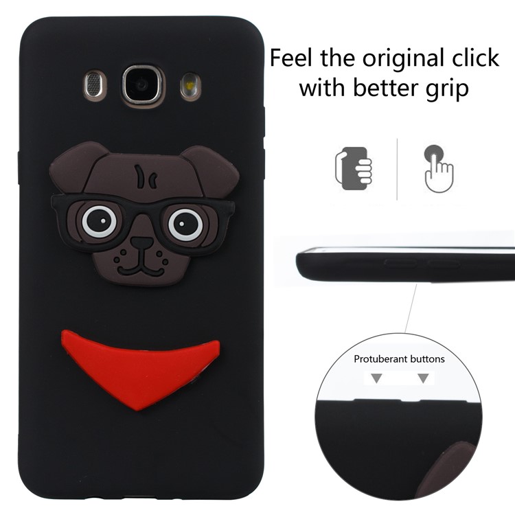 Cute 3D Puppy TPU Phone Case for Samsung Galaxy J7 (2016) J710 - Black-3