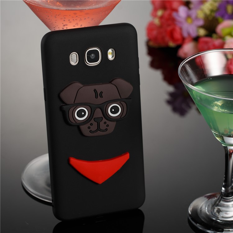 Cute 3D Puppy TPU Phone Case for Samsung Galaxy J7 (2016) J710 - Black-4