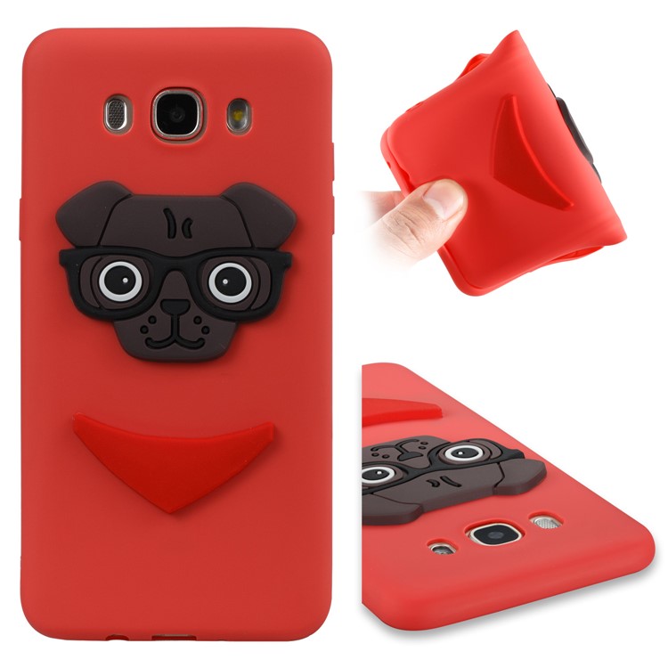 Cute 3D Puppy TPU Phone Shell for Samsung Galaxy J7 (2016) J710 - Red-1