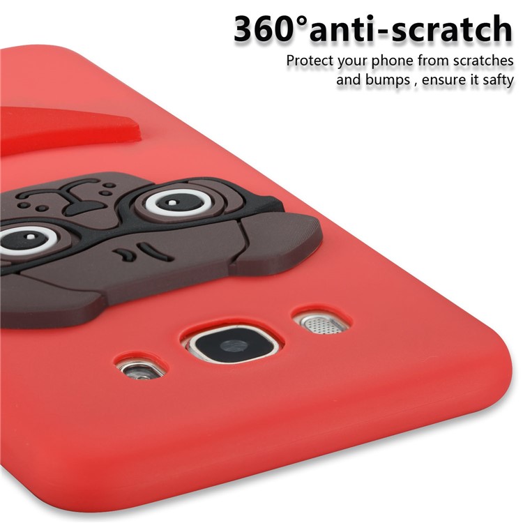 Cute 3D Puppy TPU Phone Shell for Samsung Galaxy J7 (2016) J710 - Red-2