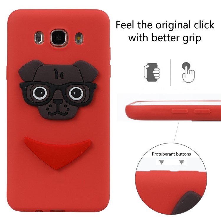 Cute 3D Puppy TPU Phone Shell for Samsung Galaxy J7 (2016) J710 - Red-3