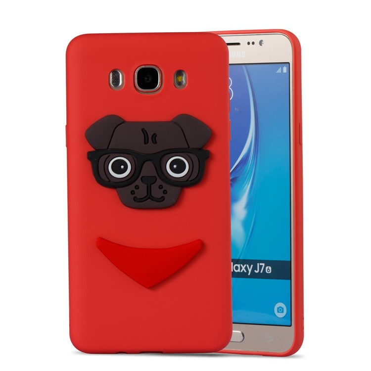 Cute 3D Puppy TPU Phone Shell for Samsung Galaxy J7 (2016) J710 - Red-5