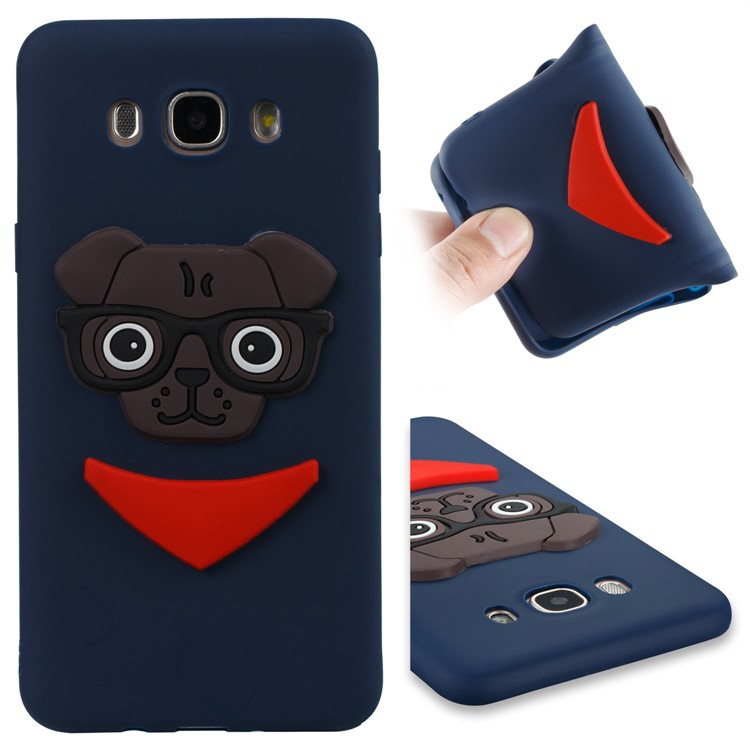 Cute 3D Puppy TPU Mobile Shell for Samsung Galaxy J7 (2016) J710 - Dark Blue-1