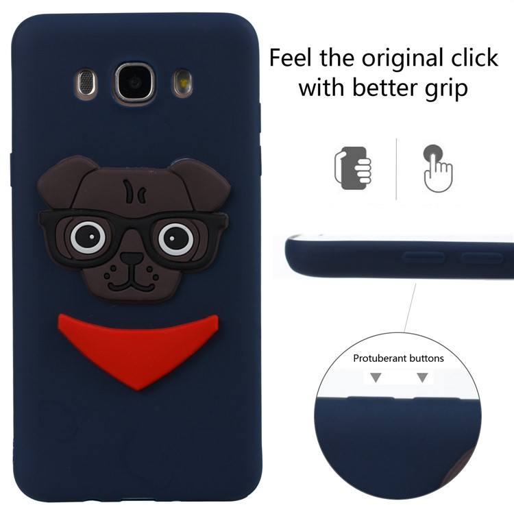 Cute 3D Puppy TPU Mobile Shell for Samsung Galaxy J7 (2016) J710 - Dark Blue-3