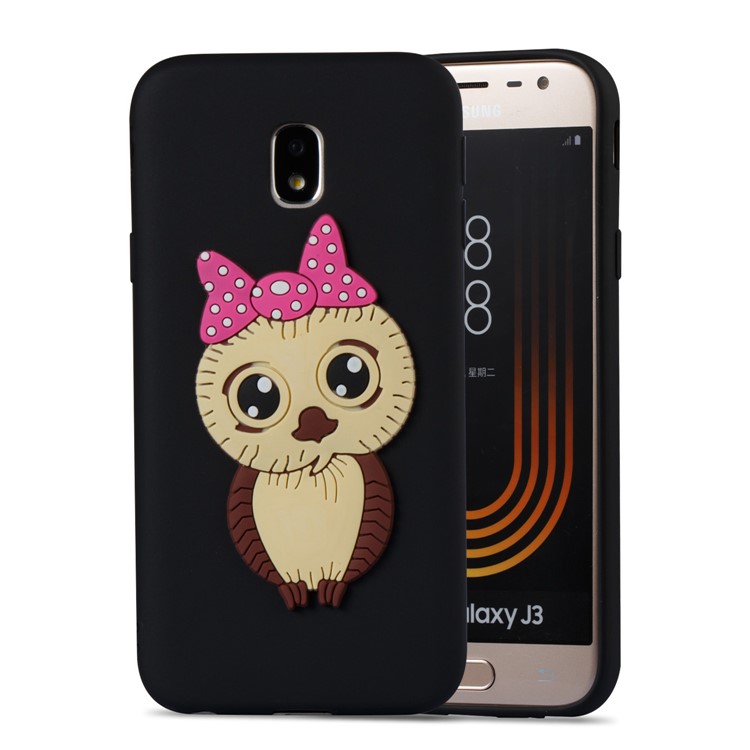 Lovely 3D Female Owl Pattern TPU Case for Samsung Galaxy J3 Pro (2017) / J3 (2017) EU Version - Black-3