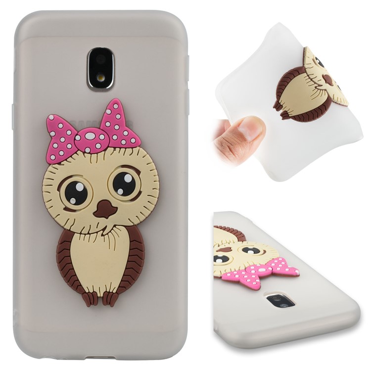 Lovely 3D Female Owl Pattern TPU Cover for Samsung Galaxy J3 Pro (2017) / J3 (2017) EU Version - White-1
