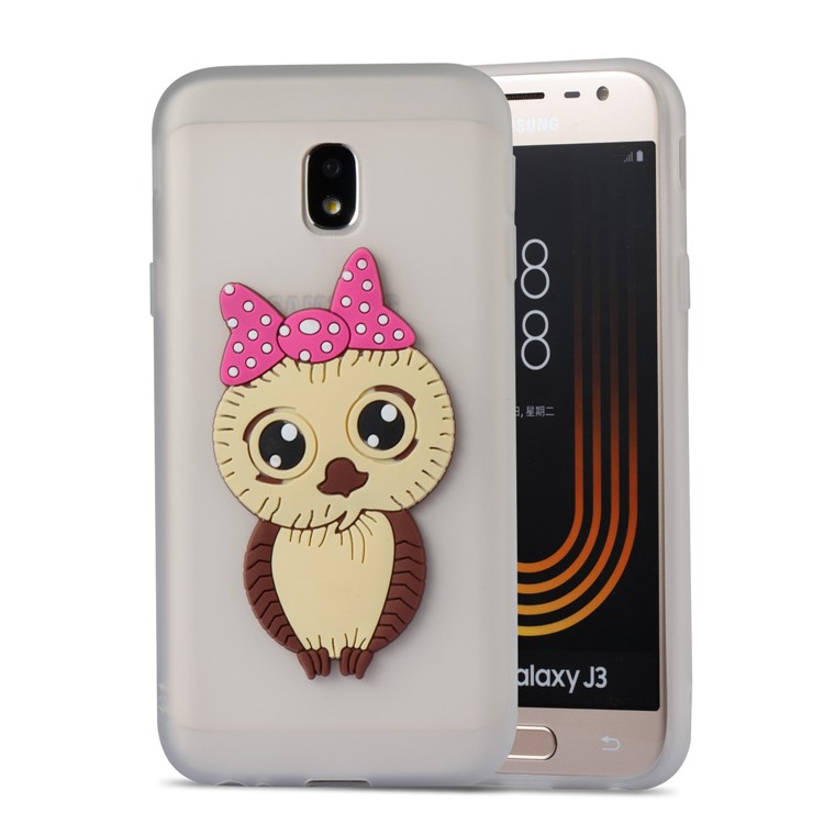 Lovely 3D Female Owl Pattern TPU Cover for Samsung Galaxy J3 Pro (2017) / J3 (2017) EU Version - White-3