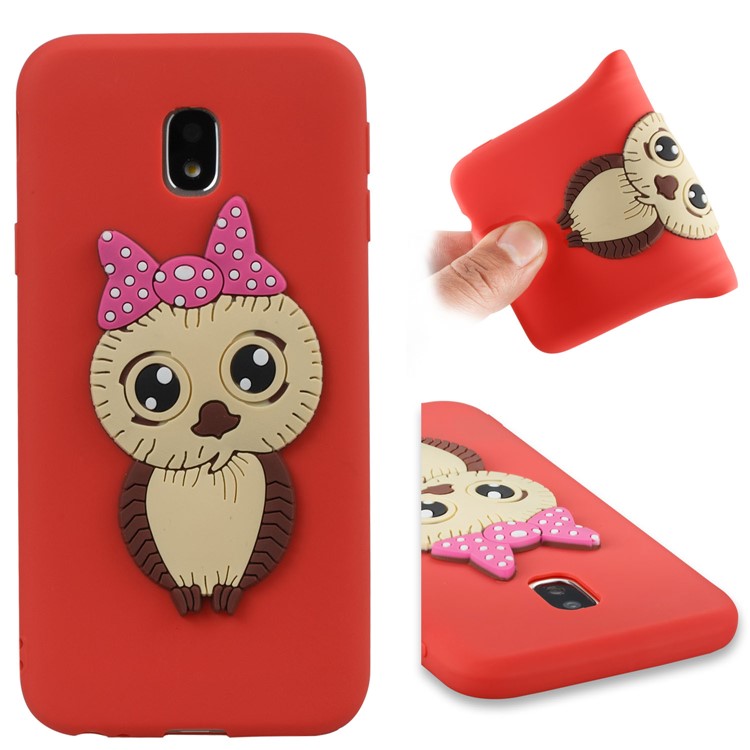Lovely 3D Female Owl Pattern TPU Shell for Samsung Galaxy J3 Pro (2017) / J3 (2017) EU Version - Red-1