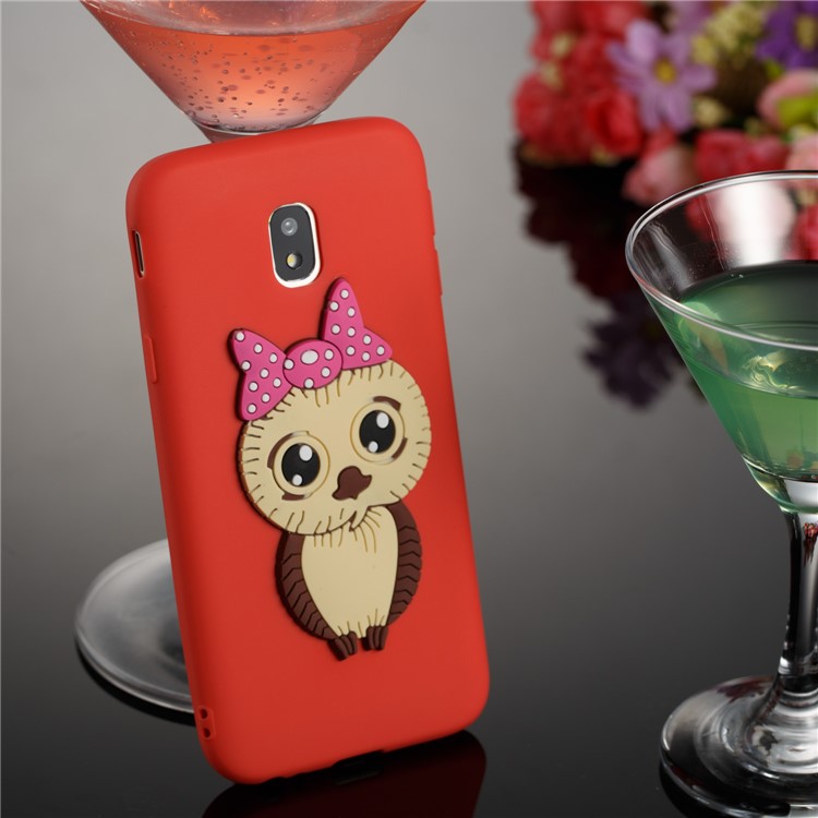 Lovely 3D Female Owl Pattern TPU Shell for Samsung Galaxy J3 Pro (2017) / J3 (2017) EU Version - Red-2