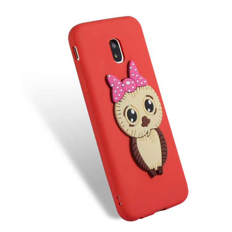 Lovely 3D Female Owl Pattern TPU Shell for Samsung Galaxy J3 Pro (2017) / J3 (2017) EU Version - Red-4
