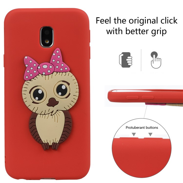 Lovely 3D Female Owl Pattern TPU Shell for Samsung Galaxy J3 Pro (2017) / J3 (2017) EU Version - Red-6
