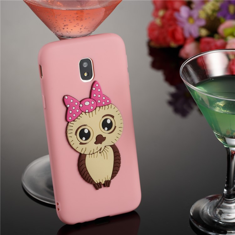 Lovely 3D Female Owl Pattern TPU Phone Case for Samsung Galaxy J3 Pro (2017) / J3 (2017) EU Version - Pink-2
