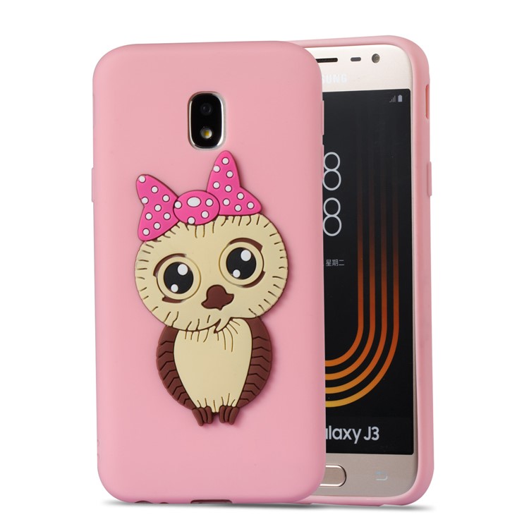 Lovely 3D Female Owl Pattern TPU Phone Case for Samsung Galaxy J3 Pro (2017) / J3 (2017) EU Version - Pink-3