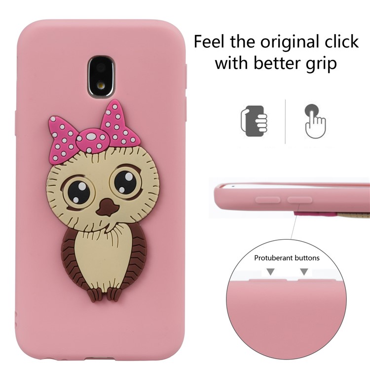 Lovely 3D Female Owl Pattern TPU Phone Case for Samsung Galaxy J3 Pro (2017) / J3 (2017) EU Version - Pink-6