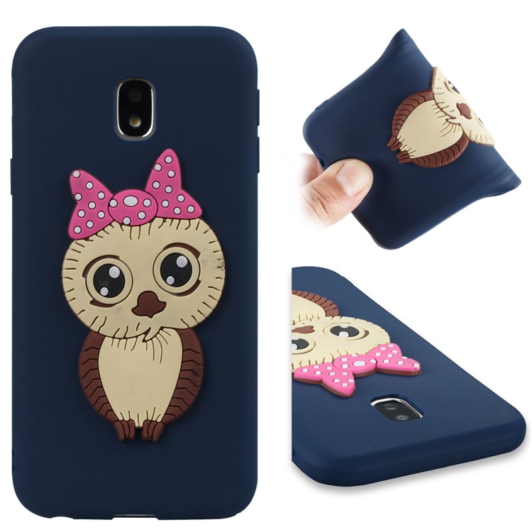 Lovely 3D Female Owl Pattern TPU Mobile Casing for Samsung Galaxy J3 Pro (2017) / J3 (2017) EU Version - Dark Blue-1