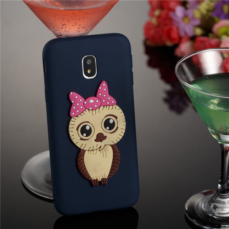 Lovely 3D Female Owl Pattern TPU Mobile Casing for Samsung Galaxy J3 Pro (2017) / J3 (2017) EU Version - Dark Blue-2