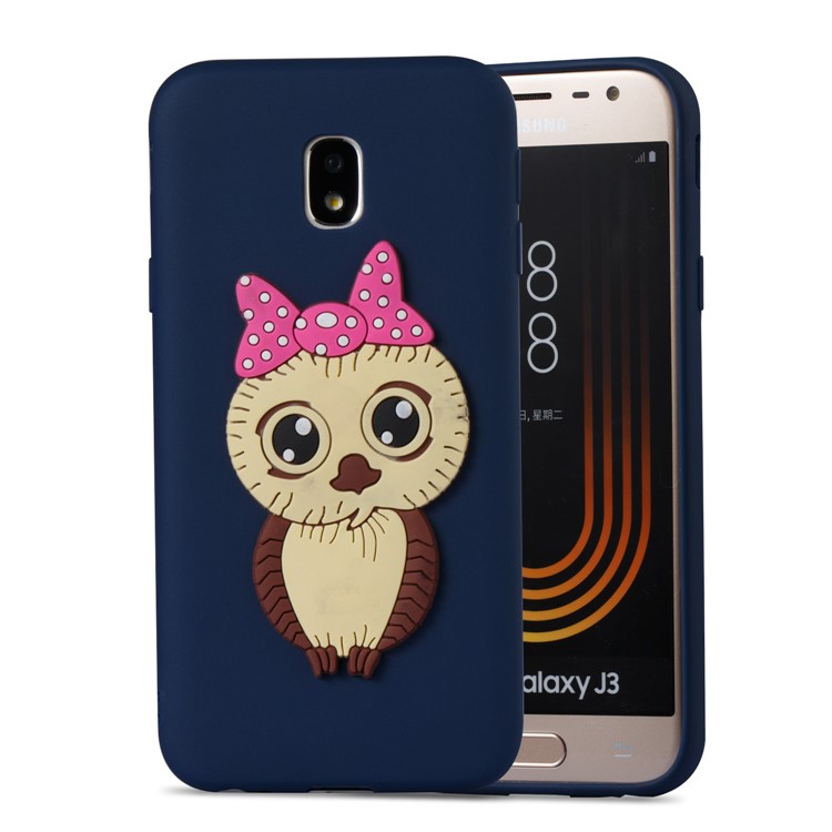Lovely 3D Female Owl Pattern TPU Mobile Casing for Samsung Galaxy J3 Pro (2017) / J3 (2017) EU Version - Dark Blue-3