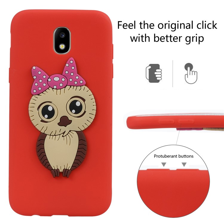 Cute 3D Female Owl Pattern TPU Shell for Samsung Galaxy J5 (2017) EU Version / J5 Pro (2017) - Red-6