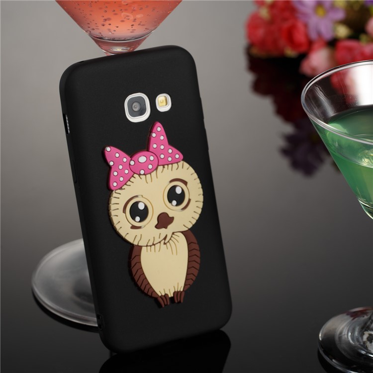 Cute 3D Female Owl Patterned TPU Phone Casing for Samsung Galaxy A3 (2017) - Black-3