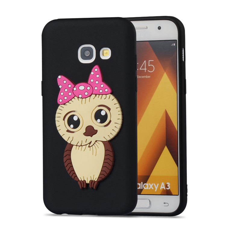 Cute 3D Female Owl Patterned TPU Phone Casing for Samsung Galaxy A3 (2017) - Black-4