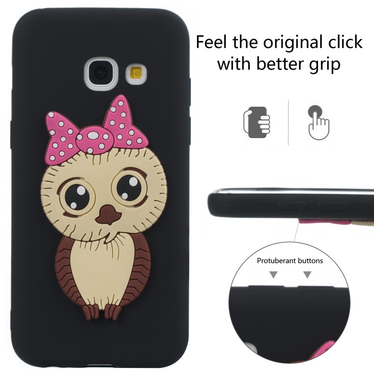Cute 3D Female Owl Patterned TPU Phone Casing for Samsung Galaxy A3 (2017) - Black-6