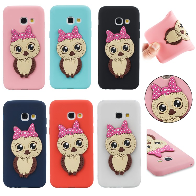 Cute 3D Female Owl Patterned TPU Phone Casing for Samsung Galaxy A3 (2017) - Black-7