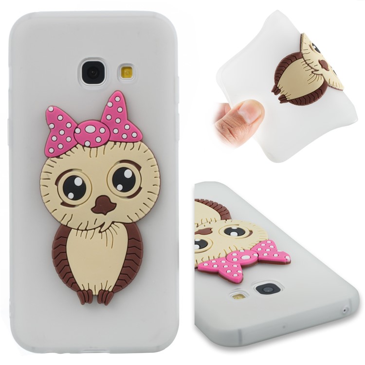 Cute 3D Female Owl Patterned TPU Phone Case for Samsung Galaxy A3 (2017) - White-1