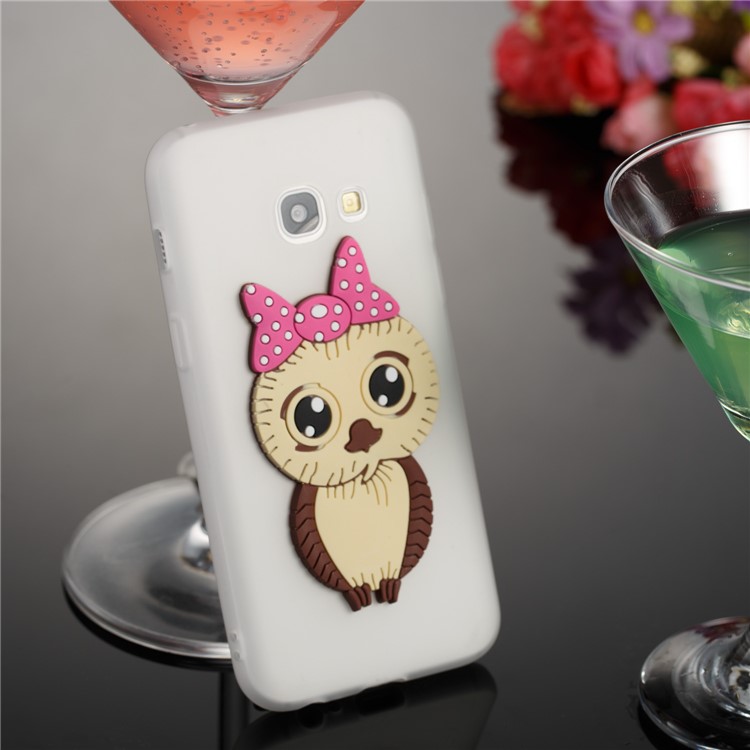Cute 3D Female Owl Patterned TPU Phone Case for Samsung Galaxy A3 (2017) - White-5