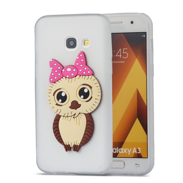 Cute 3D Female Owl Patterned TPU Phone Case for Samsung Galaxy A3 (2017) - White-7