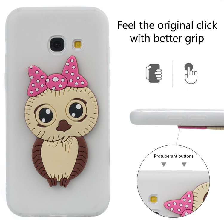 Cute 3D Female Owl Patterned TPU Phone Case for Samsung Galaxy A3 (2017) - White-11