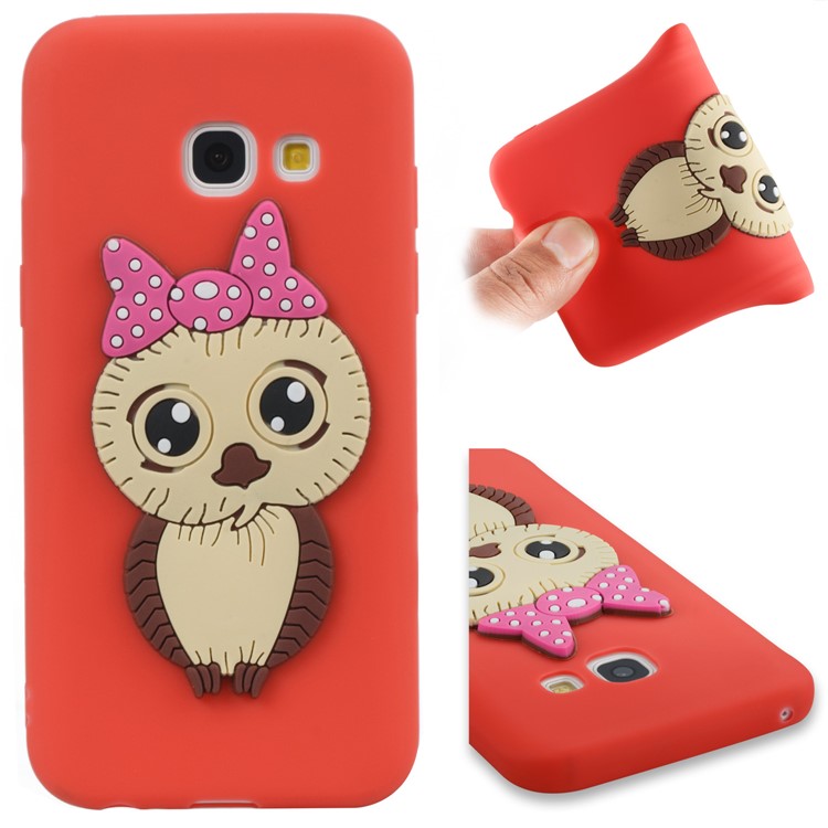 Cute 3D Female Owl Patterned TPU Phone Cover for Samsung Galaxy A3 (2017) - Red-1