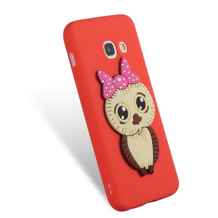 Cute 3D Female Owl Patterned TPU Phone Cover for Samsung Galaxy A3 (2017) - Red-9