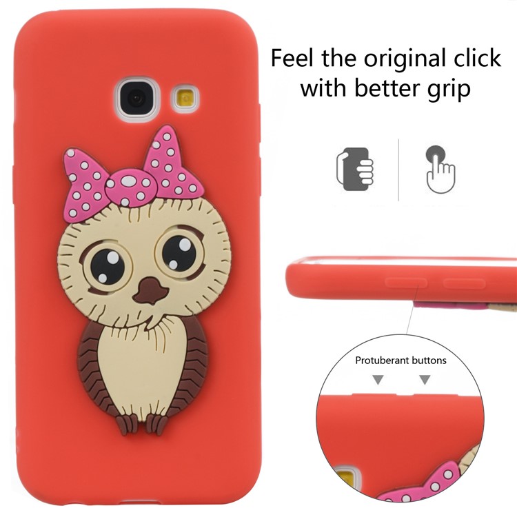 Cute 3D Female Owl Patterned TPU Phone Cover for Samsung Galaxy A3 (2017) - Red-11