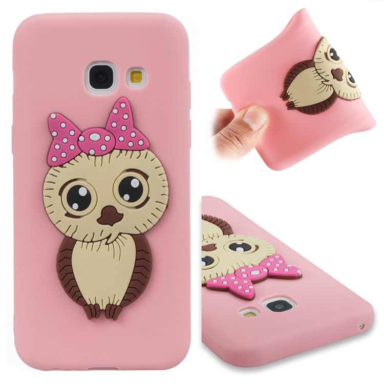 Cute 3D Female Owl Patterned TPU Phone Casing Shell for Samsung Galaxy A3 (2017) - Pink-1