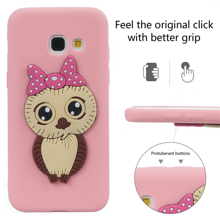 Cute 3D Female Owl Patterned TPU Phone Casing Shell for Samsung Galaxy A3 (2017) - Pink-9