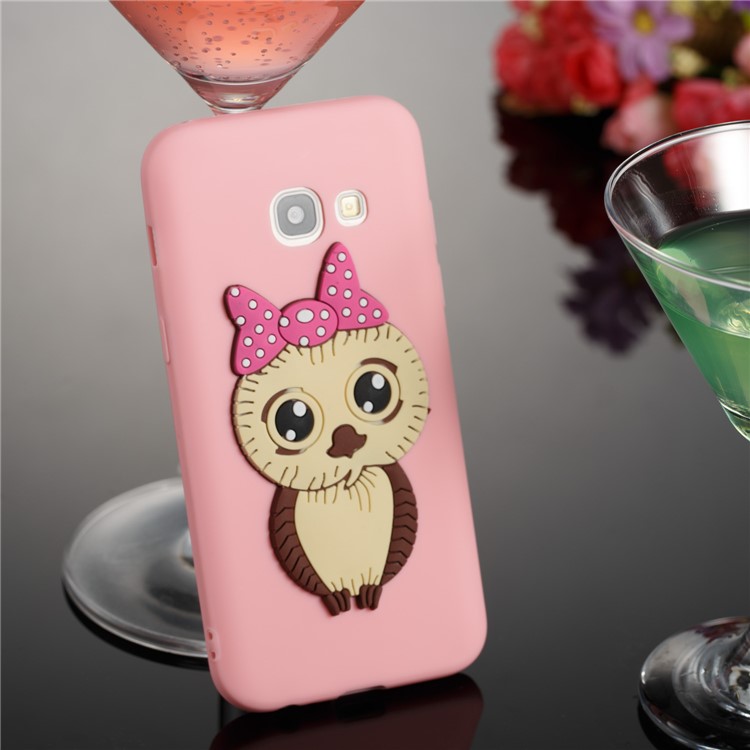 Cute 3D Female Owl Patterned TPU Phone Casing Shell for Samsung Galaxy A3 (2017) - Pink-11