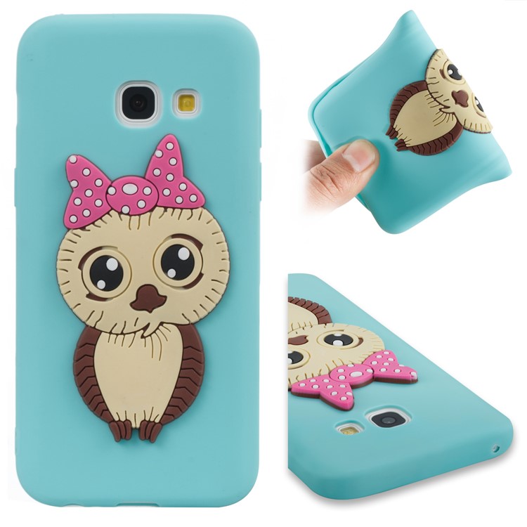 Cute 3D Female Owl Patterned TPU Phone Casing Cover for Samsung Galaxy A3 (2017) - Baby Blue-1