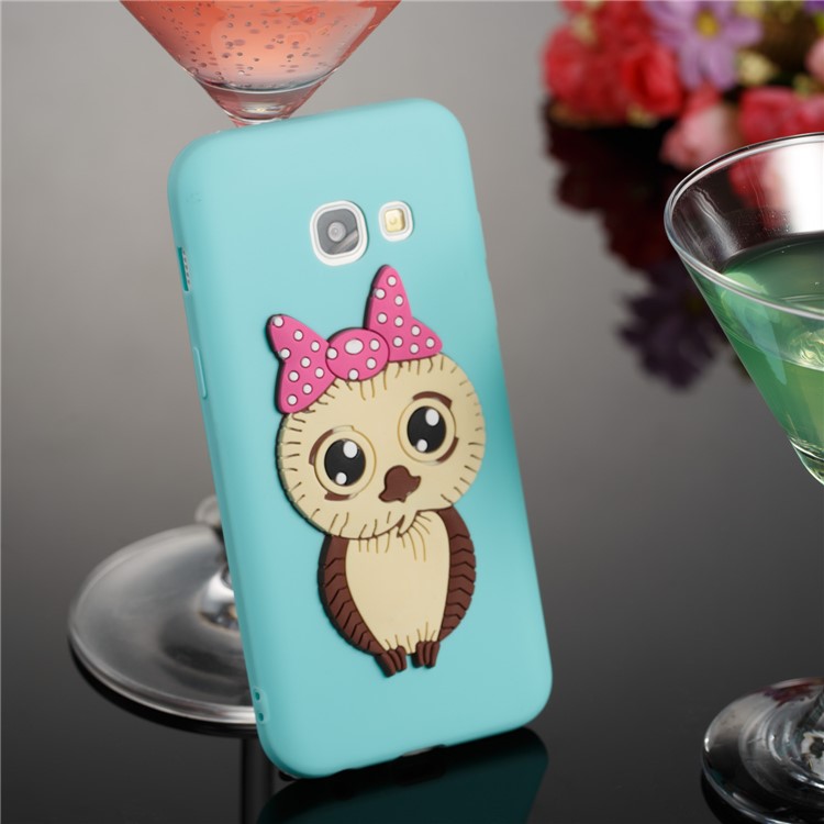 Cute 3D Female Owl Patterned TPU Phone Casing Cover for Samsung Galaxy A3 (2017) - Baby Blue-5