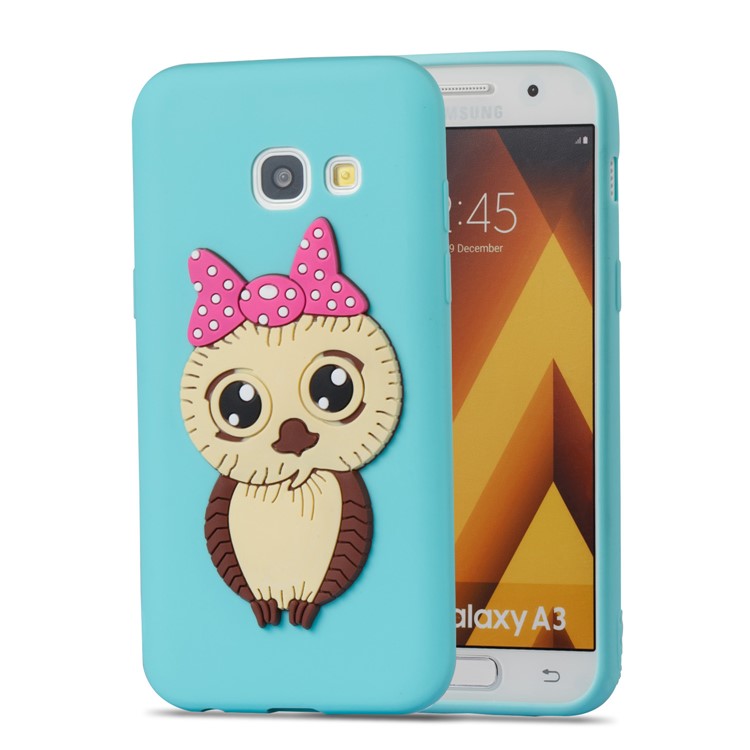Cute 3D Female Owl Patterned TPU Phone Casing Cover for Samsung Galaxy A3 (2017) - Baby Blue-7