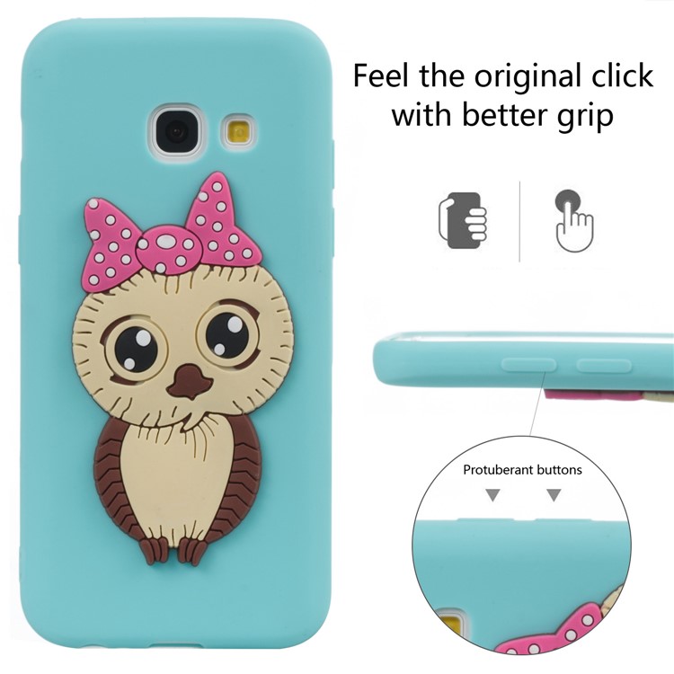 Cute 3D Female Owl Patterned TPU Phone Casing Cover for Samsung Galaxy A3 (2017) - Baby Blue-11